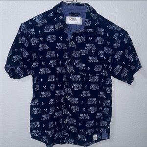 Free Planet Boys Short Sleeved Button Up Shirt | Size 10 | 100% Cotton